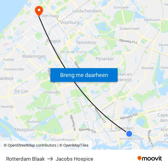 Rotterdam Blaak to Jacobs Hospice map