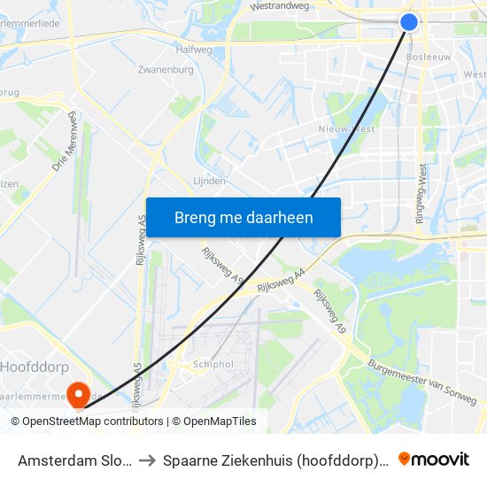 Amsterdam Sloterdijk to Spaarne Ziekenhuis (hoofddorp) Neurologie map