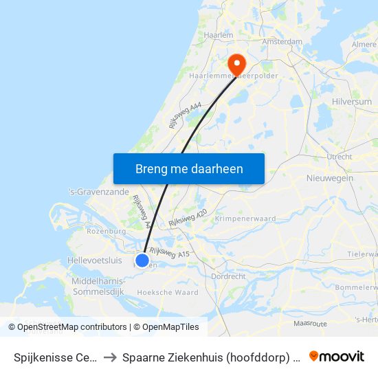 Spijkenisse Centrum to Spaarne Ziekenhuis (hoofddorp) Neurologie map