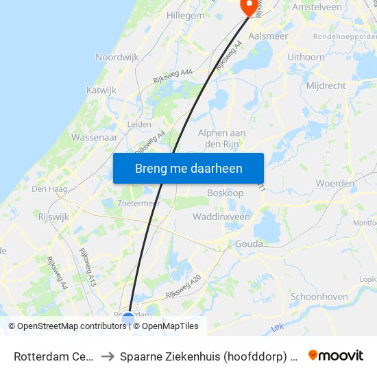 Rotterdam Centraal to Spaarne Ziekenhuis (hoofddorp) Neurologie map