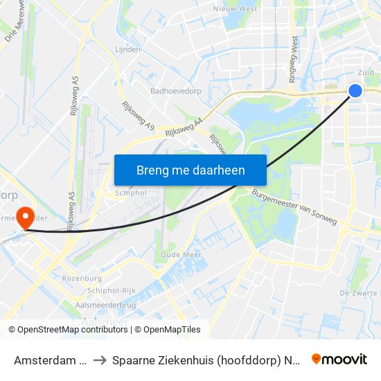 Amsterdam Zuid to Spaarne Ziekenhuis (hoofddorp) Neurologie map