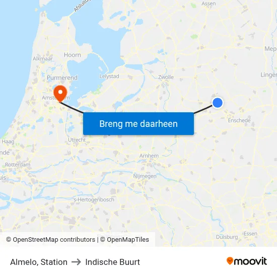 Almelo, Station to Indische Buurt map