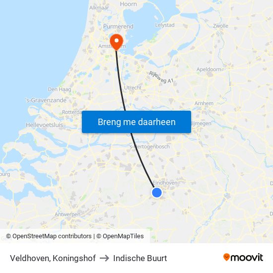 Veldhoven, Koningshof to Indische Buurt map