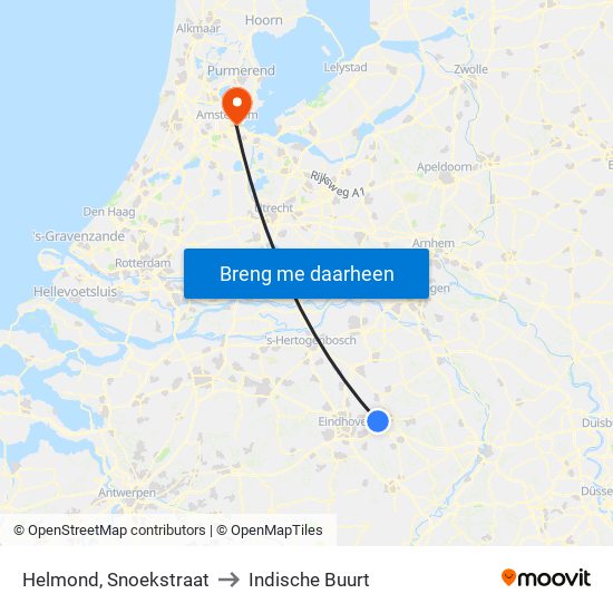 Helmond, Snoekstraat to Indische Buurt map