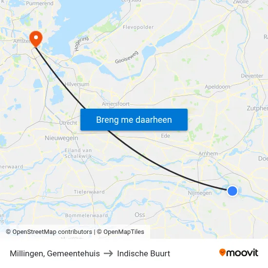 Millingen, Gemeentehuis to Indische Buurt map