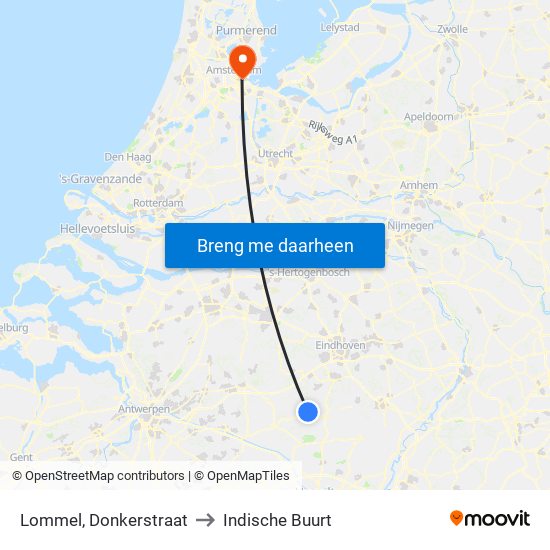 Lommel, Donkerstraat to Indische Buurt map