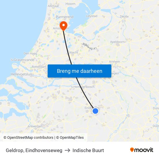 Geldrop, Eindhovenseweg to Indische Buurt map