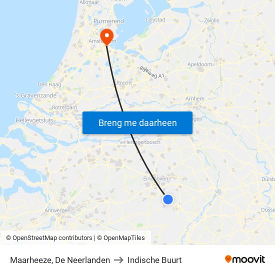 Maarheeze, De Neerlanden to Indische Buurt map