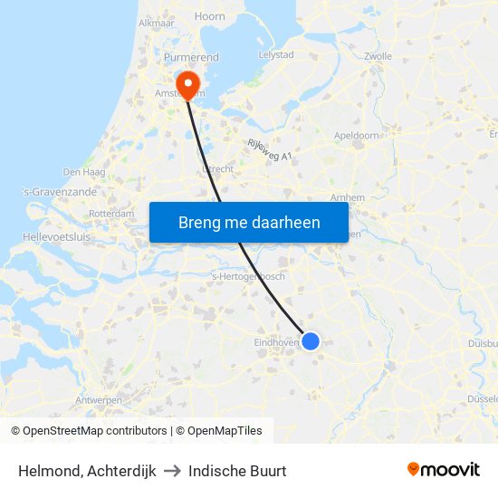 Helmond, Achterdijk to Indische Buurt map