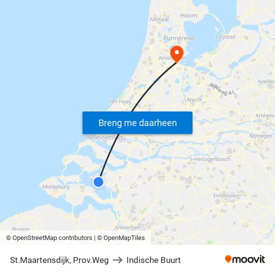 St.Maartensdijk, Prov.Weg to Indische Buurt map