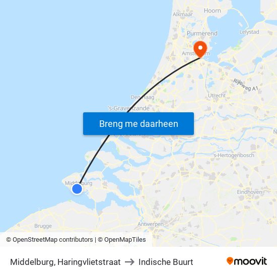 Middelburg, Haringvlietstraat to Indische Buurt map