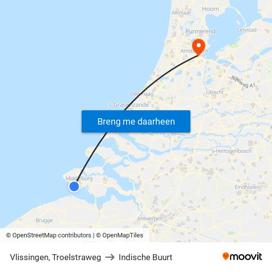 Vlissingen, Troelstraweg to Indische Buurt map