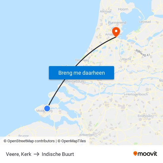 Veere, Kerk to Indische Buurt map