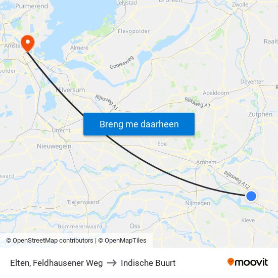 Elten, Feldhausener Weg to Indische Buurt map