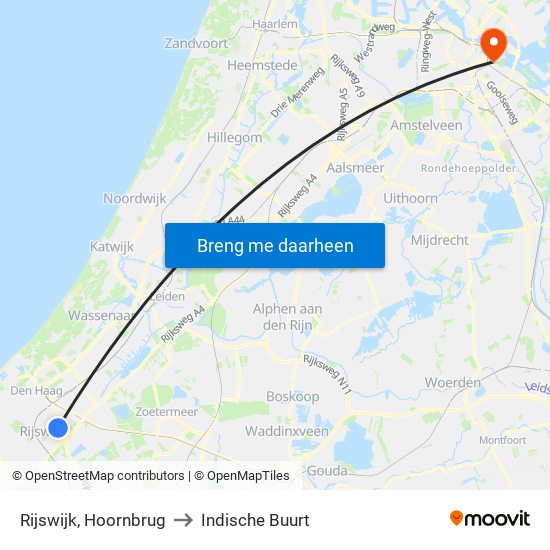 Rijswijk, Hoornbrug to Indische Buurt map