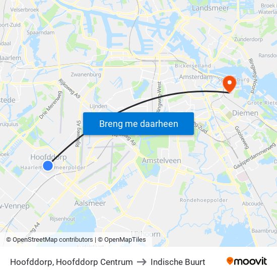 Hoofddorp, Hoofddorp Centrum to Indische Buurt map
