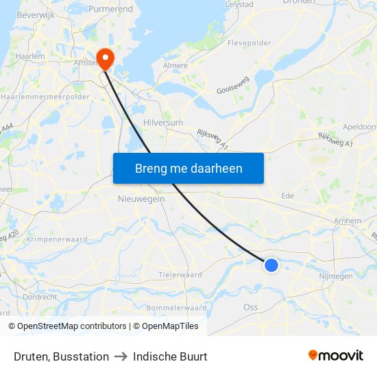 Druten, Busstation to Indische Buurt map