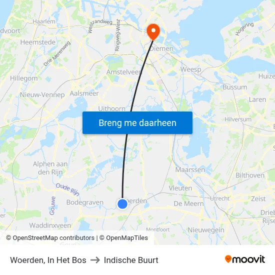 Woerden, In Het Bos to Indische Buurt map