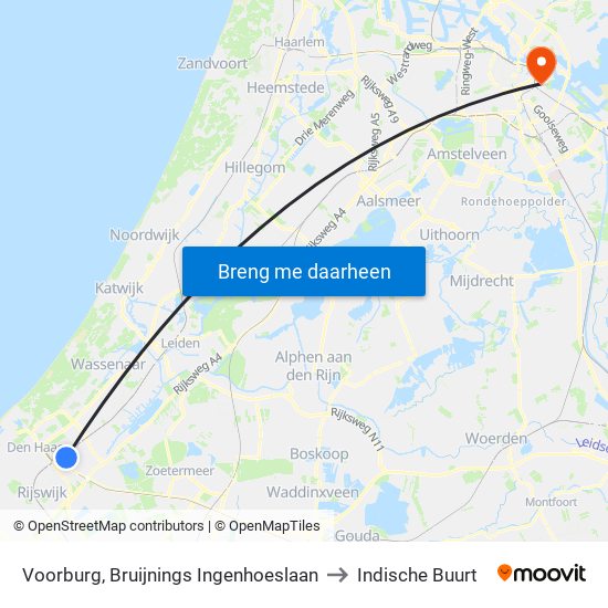 Voorburg, Bruijnings Ingenhoeslaan to Indische Buurt map