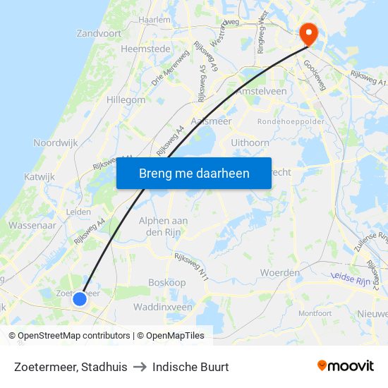 Zoetermeer, Stadhuis to Indische Buurt map