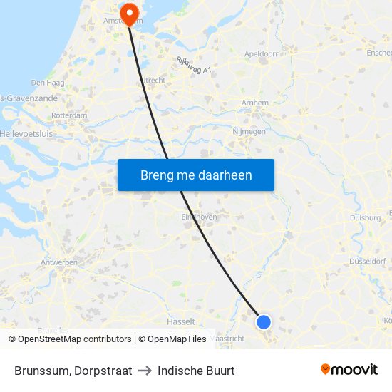 Brunssum, Dorpstraat to Indische Buurt map