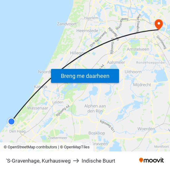 'S-Gravenhage, Kurhausweg to Indische Buurt map