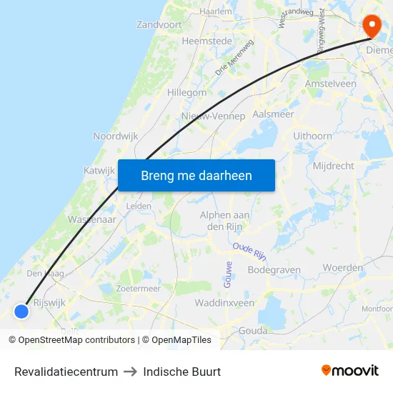 Revalidatiecentrum to Indische Buurt map