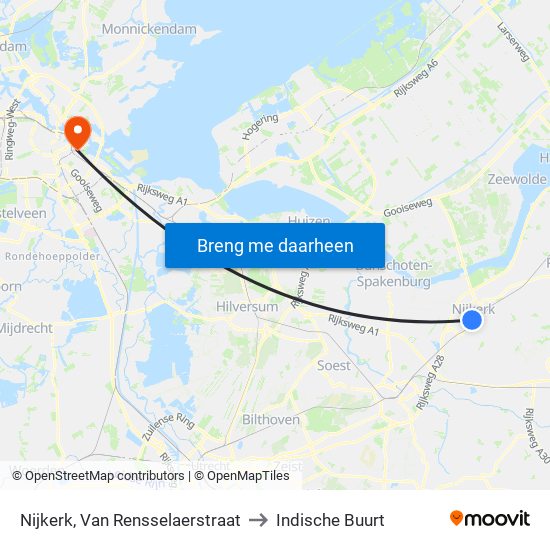 Nijkerk, Van Rensselaerstraat to Indische Buurt map