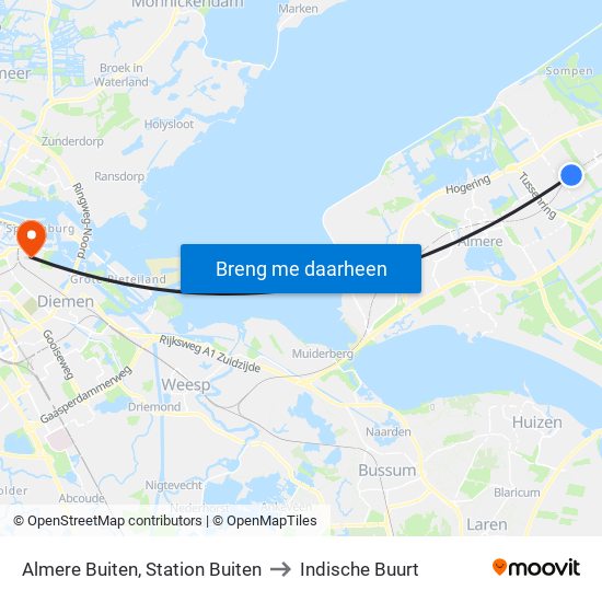 Almere Buiten, Station Buiten to Indische Buurt map
