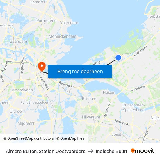Almere Buiten, Station Oostvaarders to Indische Buurt map