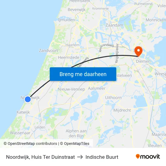 Noordwijk, Huis Ter Duinstraat to Indische Buurt map