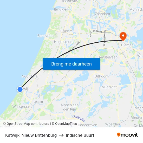 Katwijk, Nieuw Brittenburg to Indische Buurt map