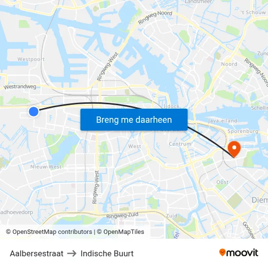 Aalbersestraat to Indische Buurt map