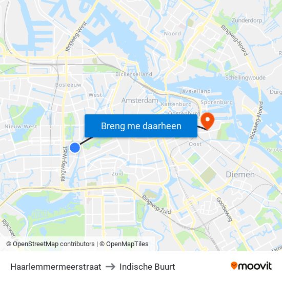 Haarlemmermeerstraat to Indische Buurt map