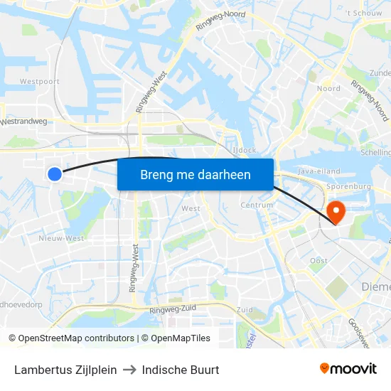 Lambertus Zijlplein to Indische Buurt map