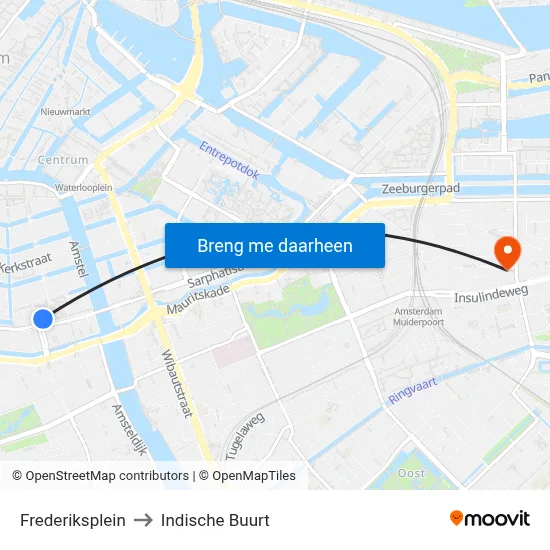Frederiksplein to Indische Buurt map