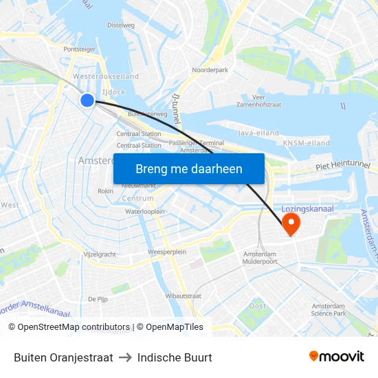 Buiten Oranjestraat to Indische Buurt map