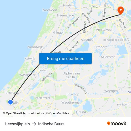 Heeswijkplein to Indische Buurt map