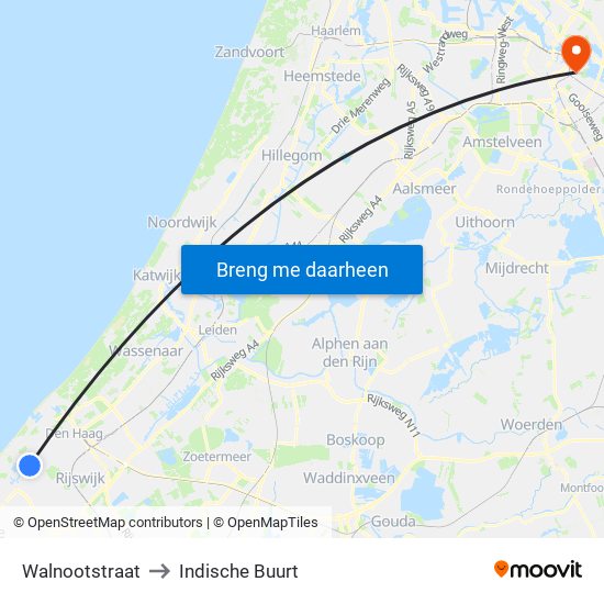 Walnootstraat to Indische Buurt map