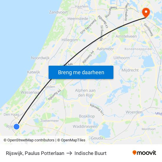 Rijswijk, Paulus Potterlaan to Indische Buurt map