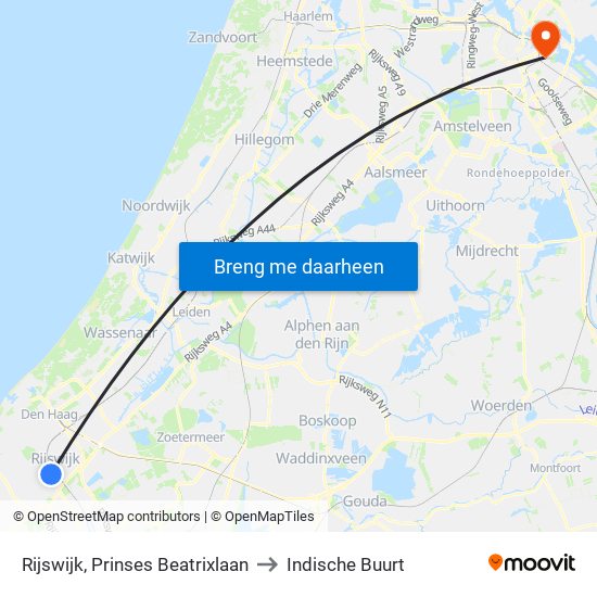 Rijswijk, Prinses Beatrixlaan to Indische Buurt map