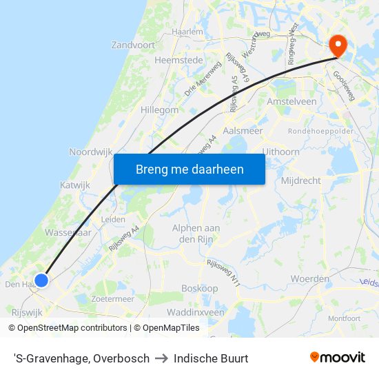 'S-Gravenhage, Overbosch to Indische Buurt map