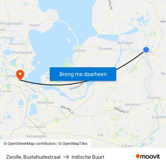 Zwolle, Buxtehudestraat to Indische Buurt map