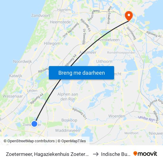 Zoetermeer, Hagaziekenhuis Zoetermeer to Indische Buurt map