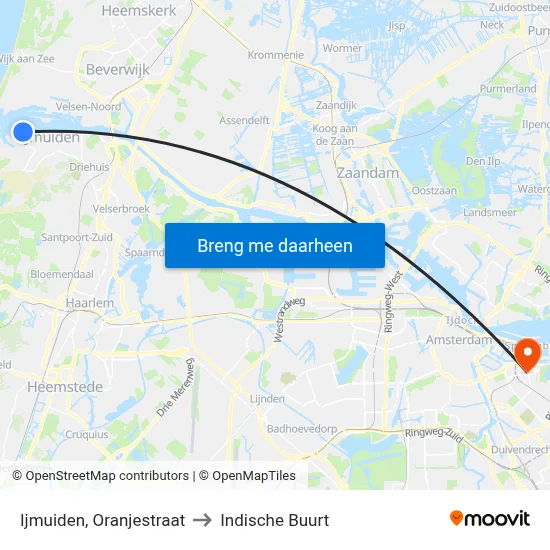 Ijmuiden, Oranjestraat to Indische Buurt map