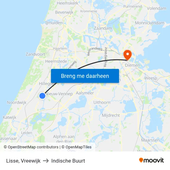 Lisse, Vreewijk to Indische Buurt map
