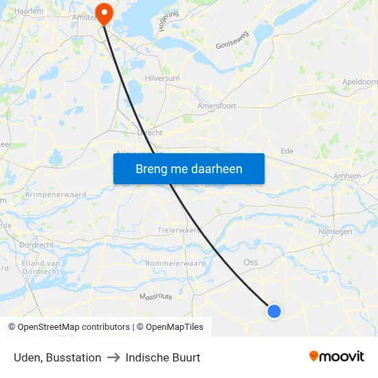 Uden, Busstation to Indische Buurt map