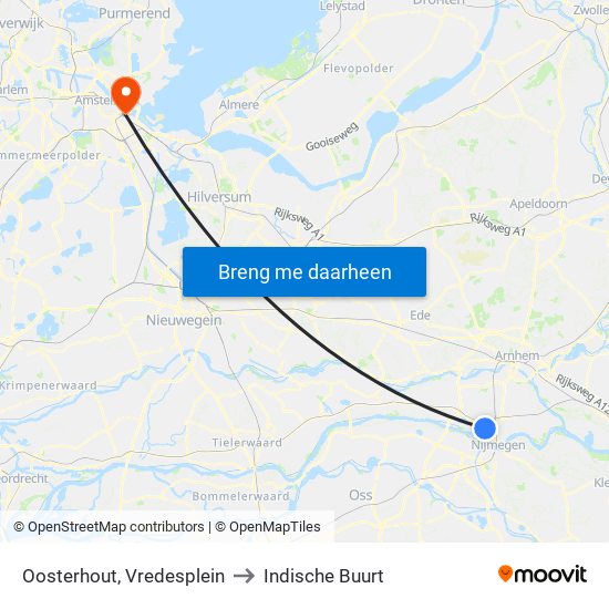 Oosterhout, Vredesplein to Indische Buurt map