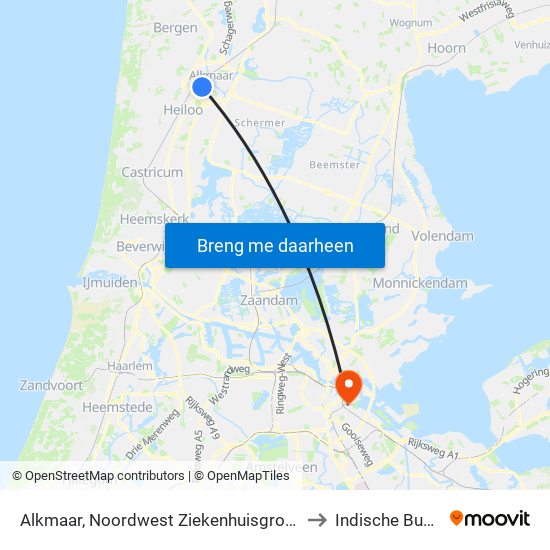 Alkmaar, Noordwest Ziekenhuisgroep to Indische Buurt map