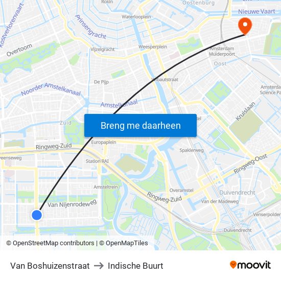 Van Boshuizenstraat to Indische Buurt map